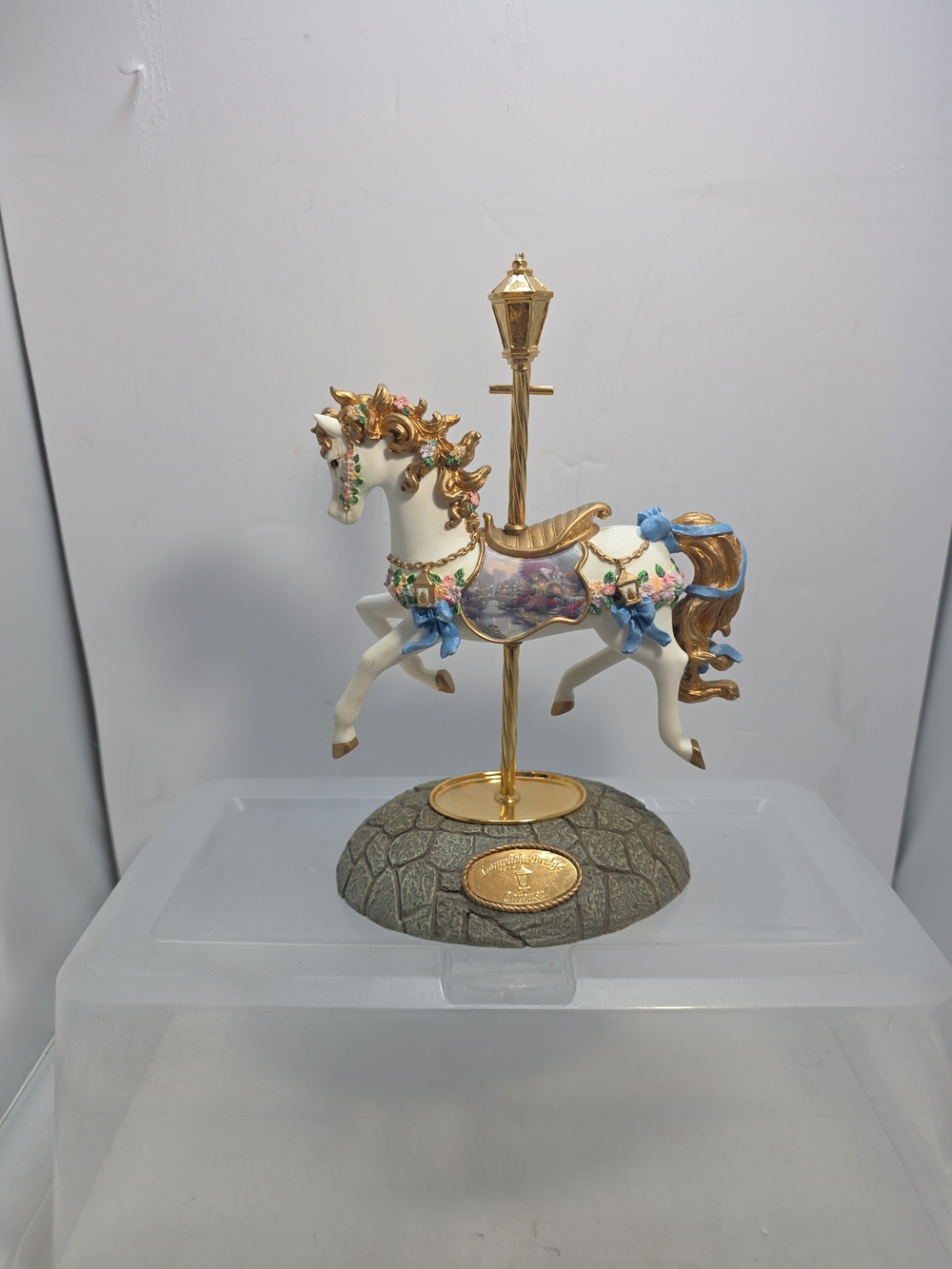Thomas Kinkade Lamplight Bridge Carousel Horse Figurine Hamilton Collection (Y2)